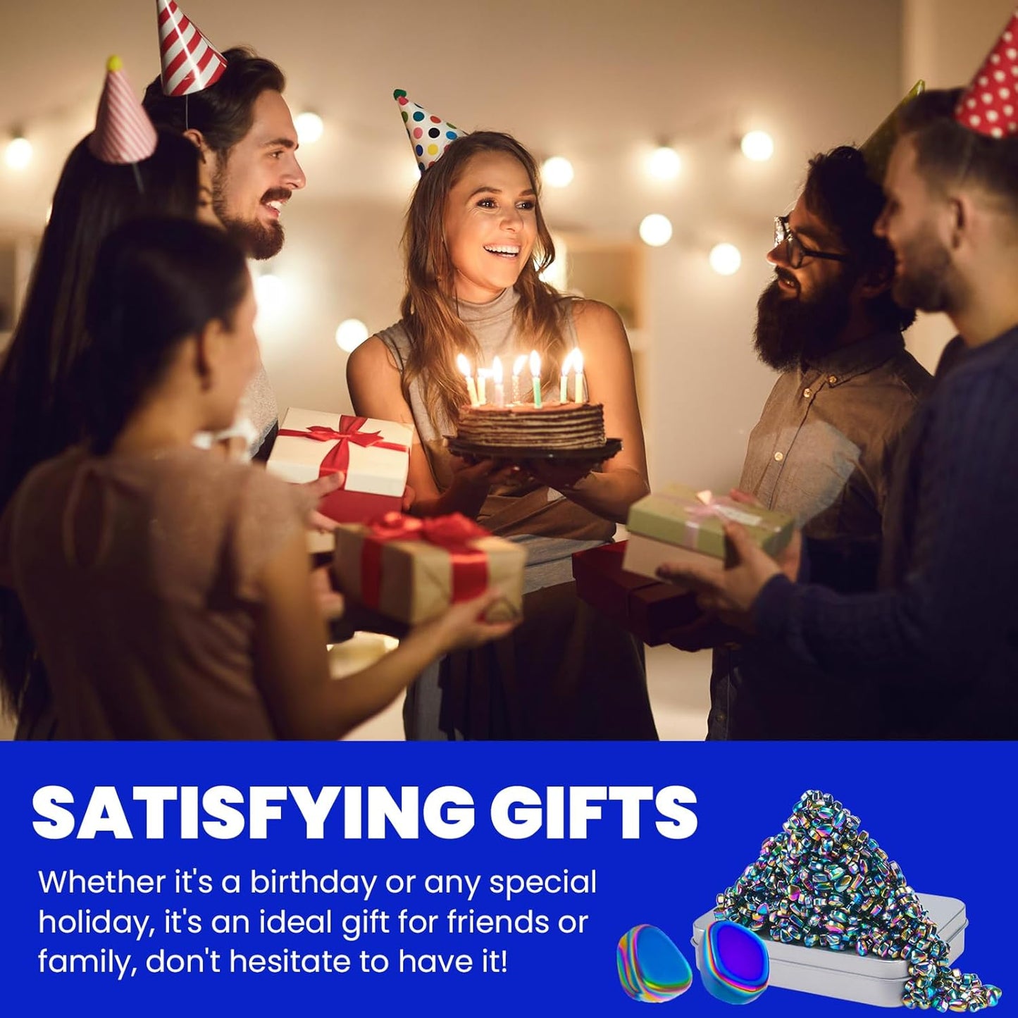 Magnetic Balls Over 600 PCS Mini Rainbow Magnetic Putty, with 2 Big Smooth Magnetic Beads, Fidget Toys for Adult, Weak Ferrite Putty Desk Toys for Office (Colorful)