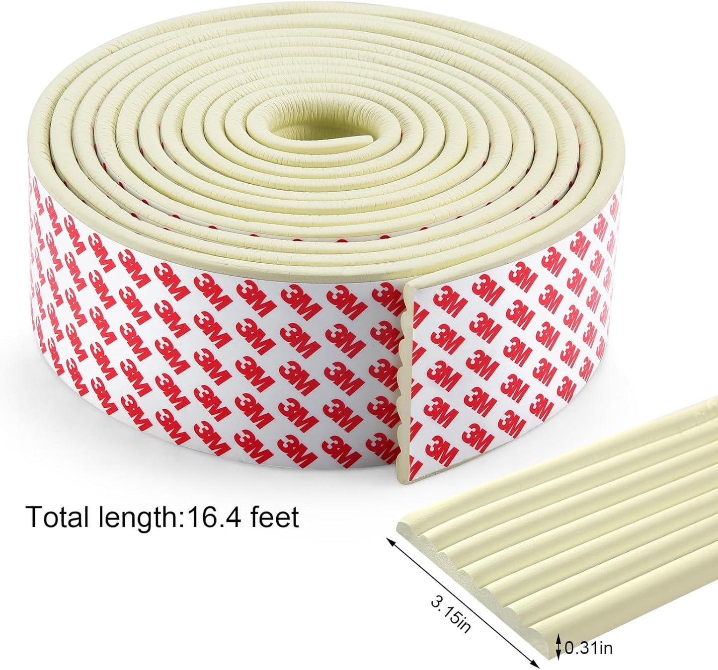 Upgrade Baby Proofing Edge Corner Protector,16.4ft Edge Guards Padding with 3M Adhesive, Extra-Wide Soft Rubber Foam Padding, Furniture, Sharp Edge Safety Corner Edge Bumper Guard-Cream