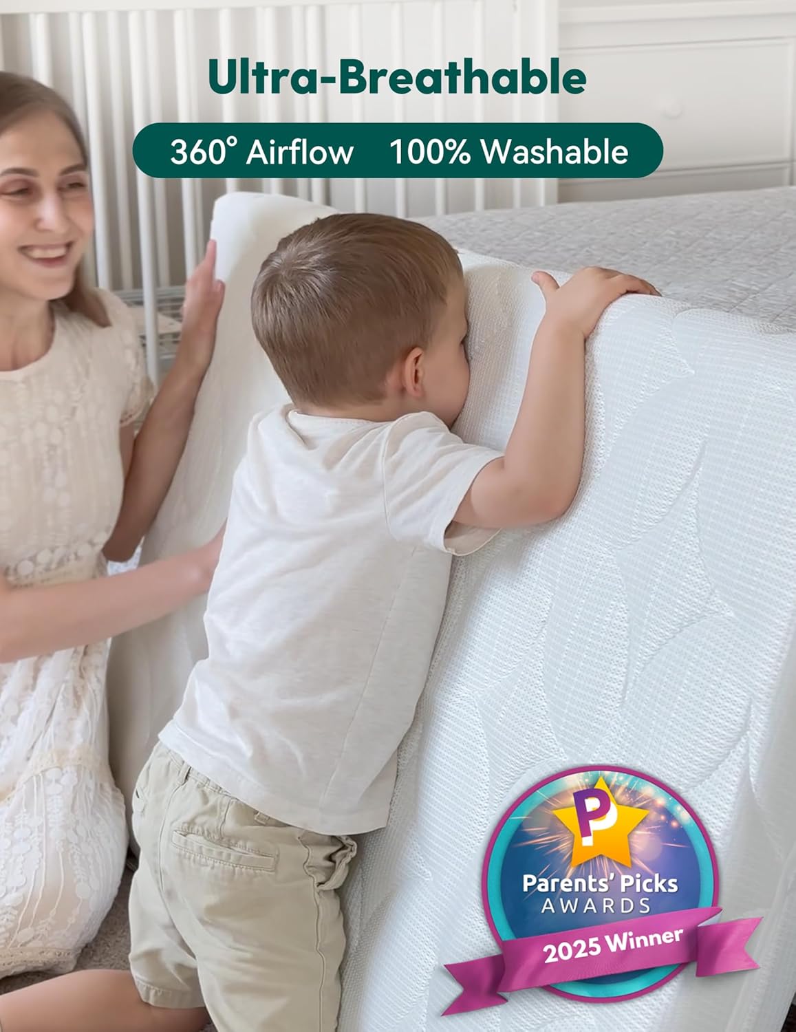 BABELIO Crib Mattress Ultra-Breathable 100% Washable Core Dual Sided Baby Toddler Mattress with Removable Machine-Washable Cover 52" x 28"