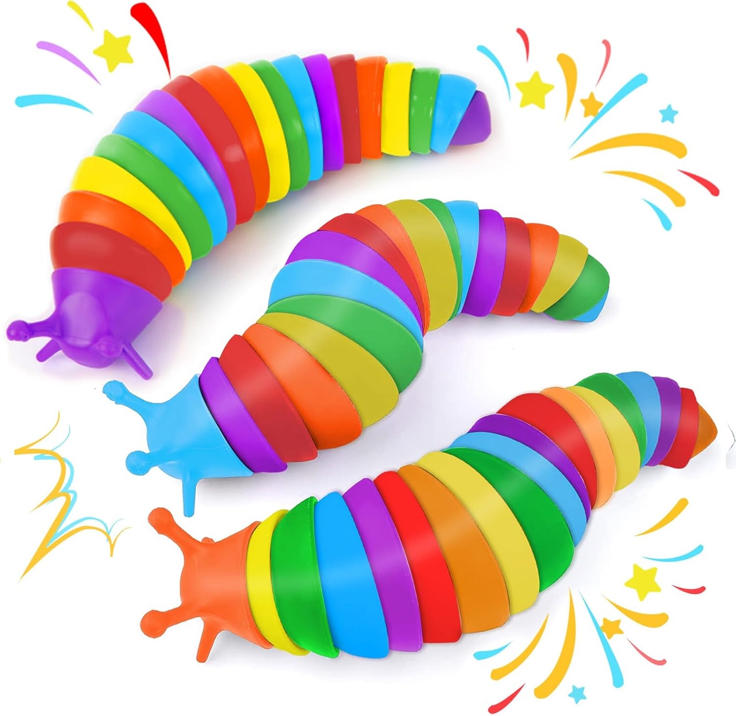 IFiwin Fidget Slug, Sensory Slug Toys, Rainbow Caterpillar Toy