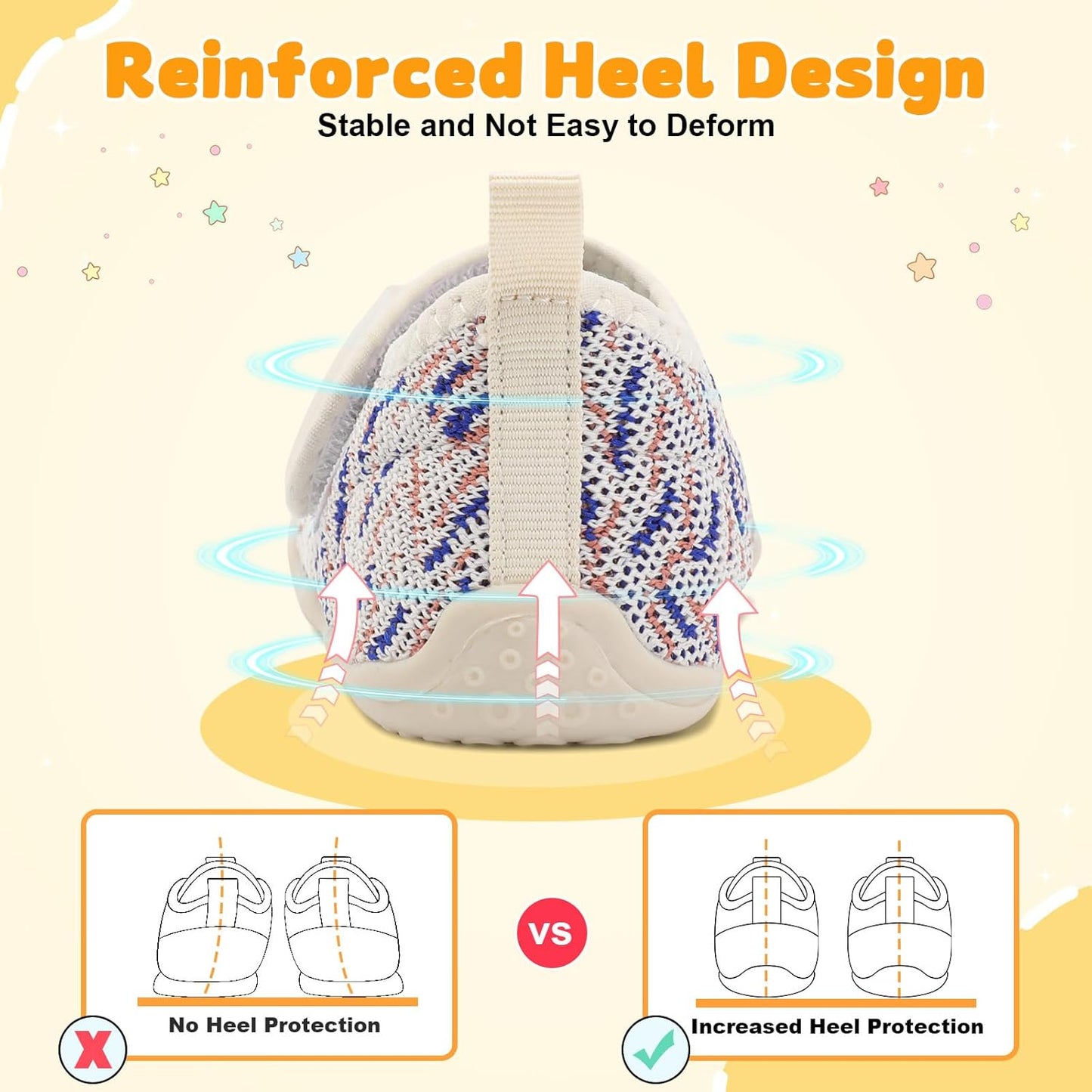 FEETCITY Baby First Walking Shoes Wide Baby Shoes Infant Sneakers Newborn Crib Shoe Barefoot Lightweight Slip On Shoe