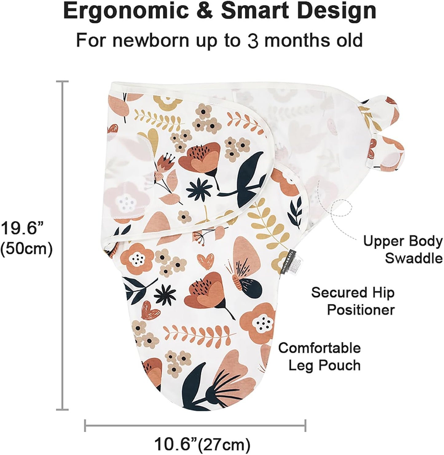 HOUSBAY 100% Cotton Baby Swaddle Sleep Sacks for Newborn Swaddling Blankets Adjustable 2-Way Zipper 1 Pack (Red Flower, Small/Medium | 0-3 Months)