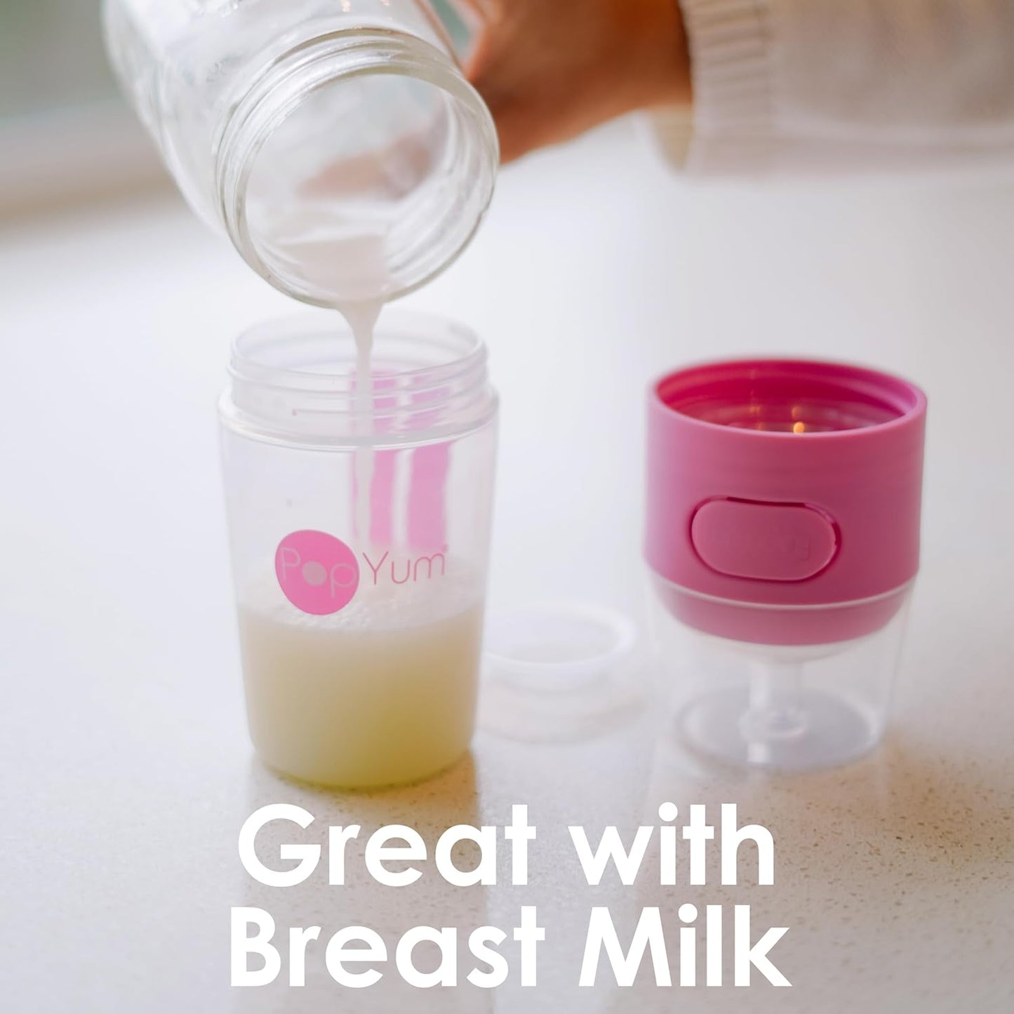 PopYum 9 oz Blue Anti-Colic Formula Making/Mixing/Dispenser Baby Bottles, 2-Pack with #2 Medium Flow Nipples, 260 ml, BPA-Free, Natural Latch