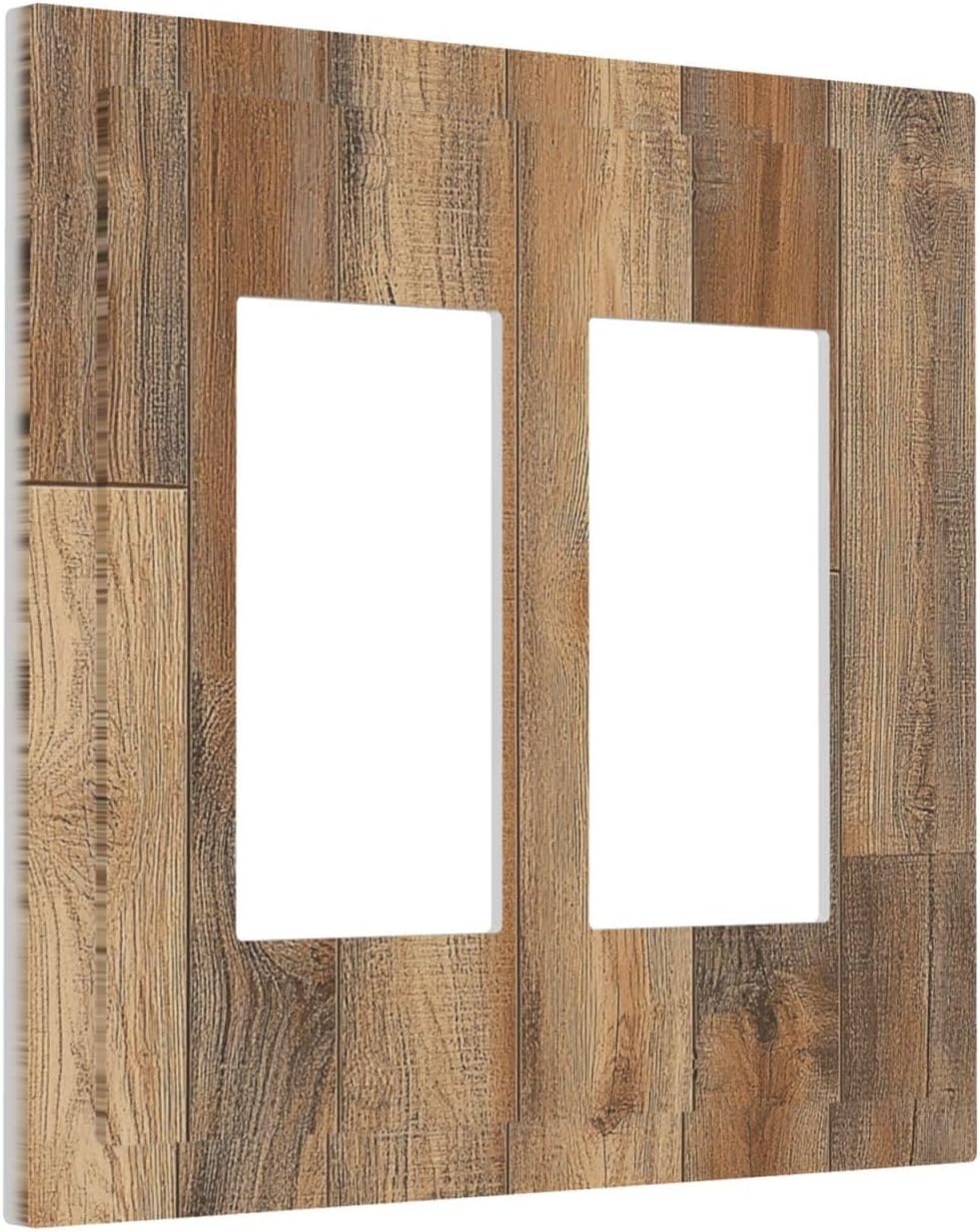 Decorative Outlet Covers Retro Rustic Brown Wood Grain 2 Gang Double Gfci Rocker Electrical Wall Panels Light Switch Cover Plate For Farmhouse Cabin Decor
