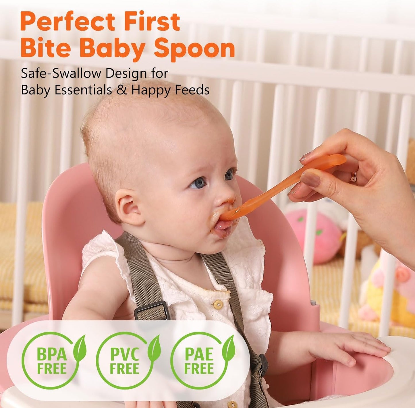 Silicone Baby Spoons 2-Pack with Case, New Born Self Feeding Toddler Spoon, Baby Led Weaning Supplies, Toddler Utensils with Safety Chain, Baby Eating Essentials, Dishwasher Safe