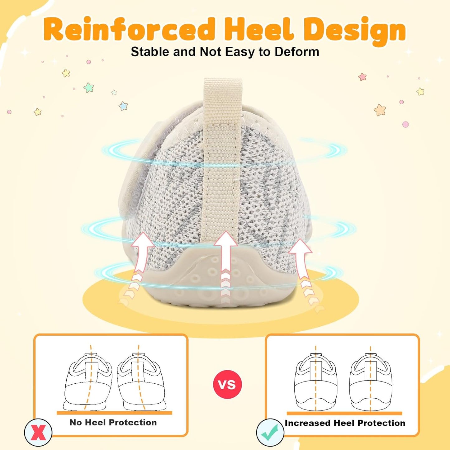 FEETCITY Baby First Walking Shoes Wide Baby Shoes Infant Sneakers Newborn Crib Shoe Barefoot Lightweight Slip On Shoe