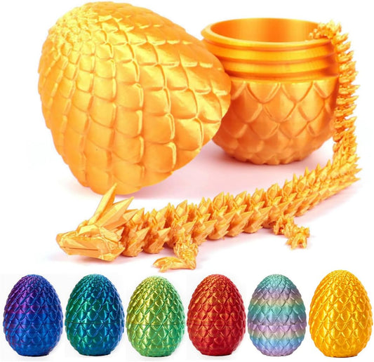 3D Printed Dragon Egg,Crystal Dragon Egg Fidget Toys,Flexible Joints Full Articulated Dragon with Egg,Executive Desk Toys for ADHD, Autism, Relief Anxiety
