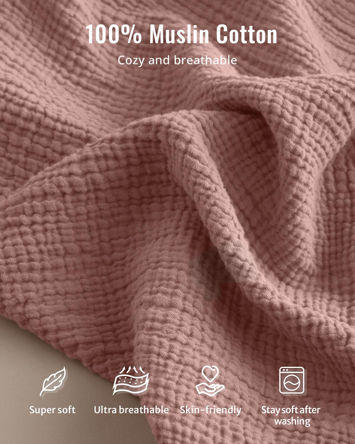 Blissful Diary Muslin Baby Changing Pad with Waterproof Lining Foam, Diaper Changing Table Pad with Cover for Dressers (Dusty Pink, Avocado)