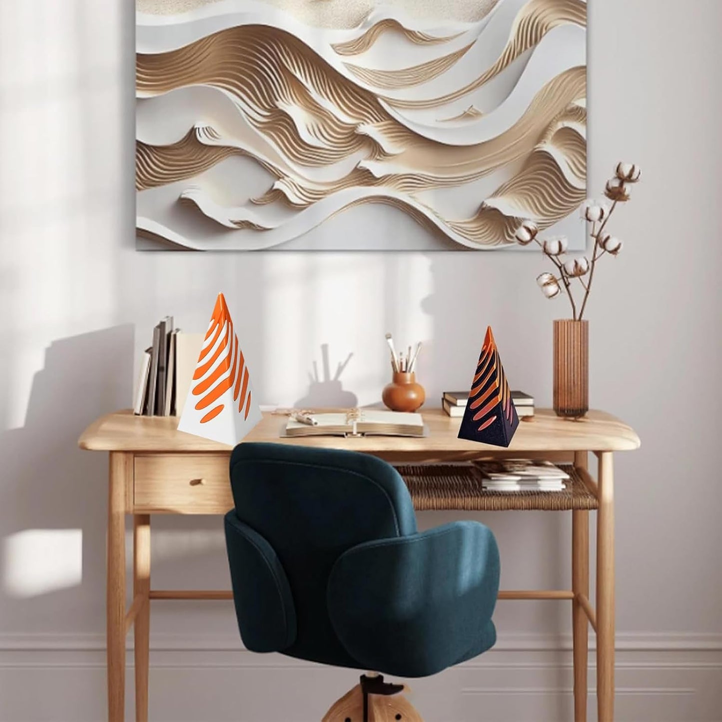 Impossible Pyramid Passthrough Sculpture,Pyramid Passthrough Sculpture-3D Printed Spiral Cone Toy Pyramid Decor Home Desktop Fidget Toys for Adults with Anxiety (Orange) (White Orange)