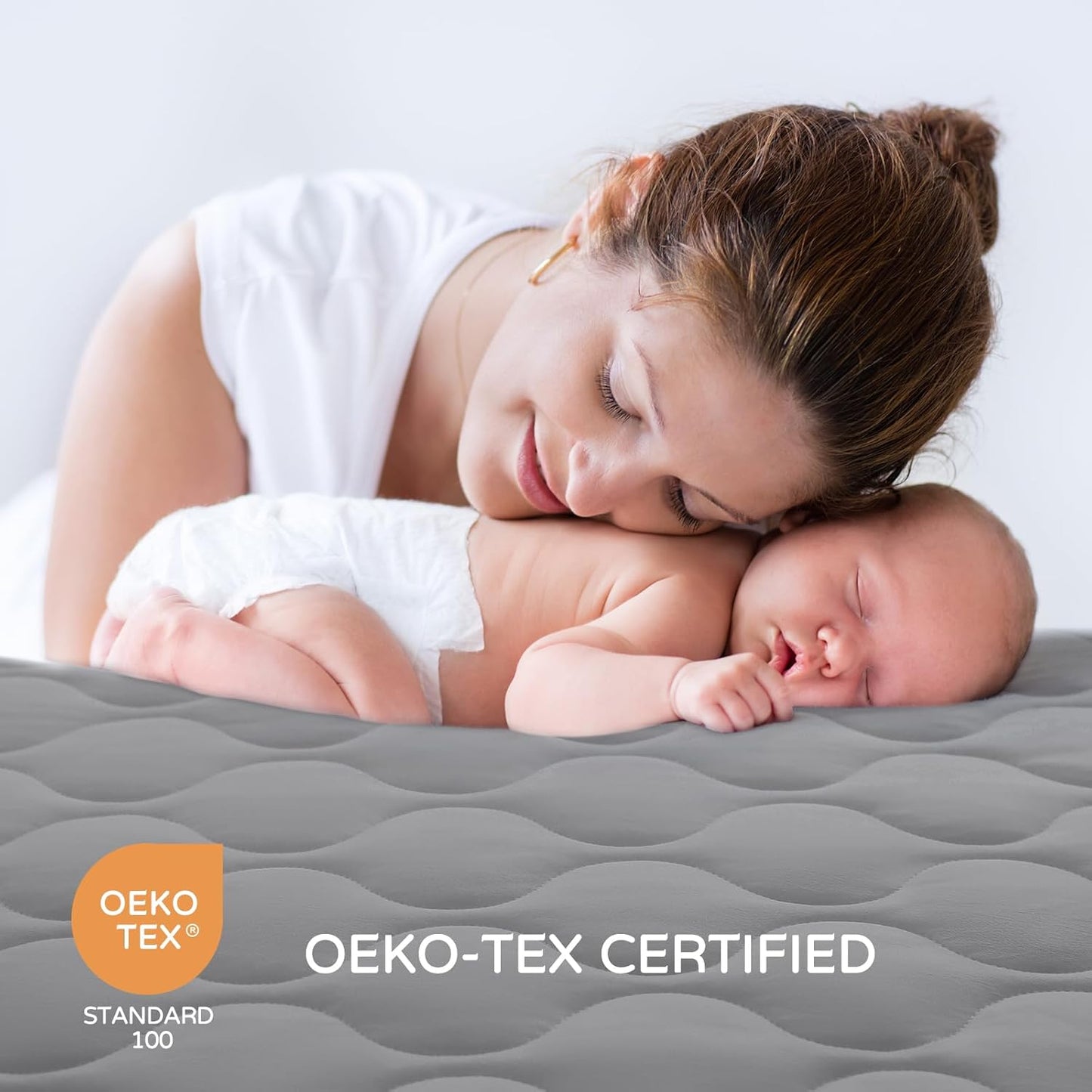 Yoofoss Waterproof Crib Mattress Protector, Quilted Crib Mattress Pad Cover Soft and Breathable, Machine Washable Toddler Mattress Protector for Standard Baby Crib Size 52''x28''