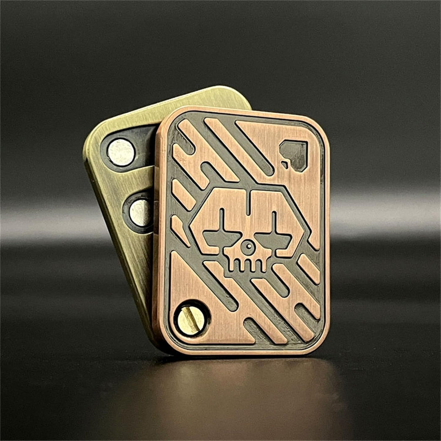 Metal Poker Fidget Slider EDC Adult Fidget Toys ADHD Tool Anxiety Stress Relief Toys Office Desk Toys Gifts for Boyfriend and Father (Copper Skull)