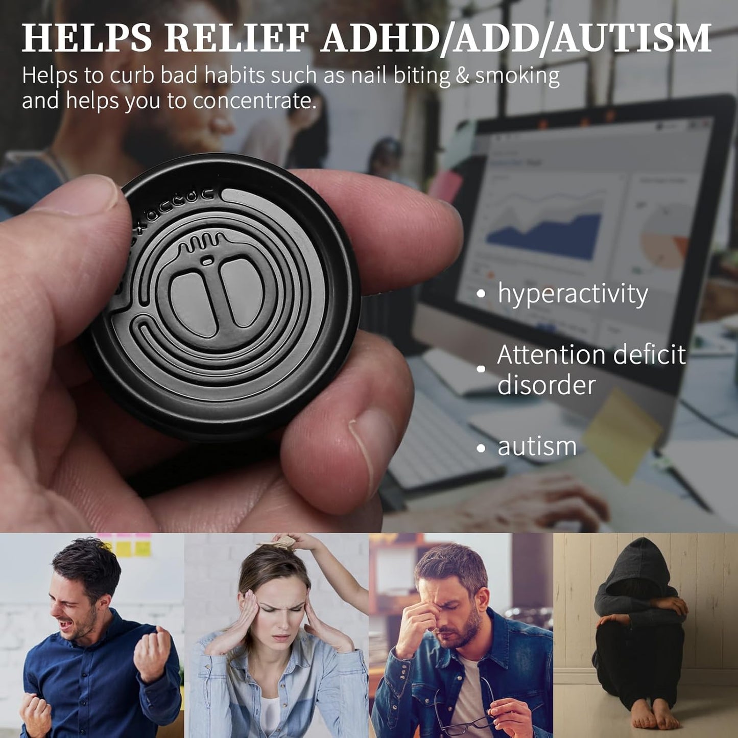 Metal Fidget Toys Gift Pack, Fidget Slider Haptic Coin EDC Fidget Toy for Adults, Home Office Executive Desk Toys Gift for Him, Helps Relieve ADHD/ADD/Autism (Black)