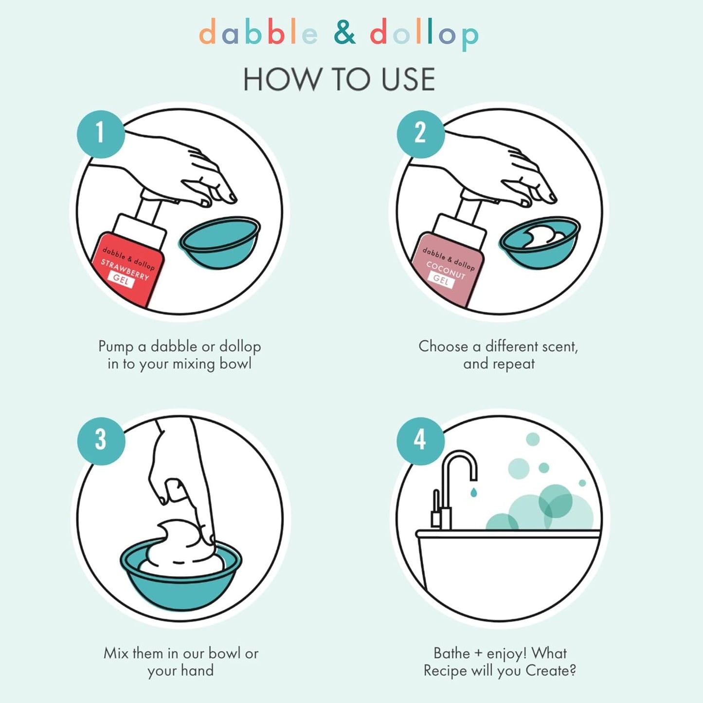 Dabble & Dollop Blueberry + Vanilla Body Wash & Shampoo – 3-in-1 Natural Bubble Bath for Kids, Made in USA, No Parabens or Sulfates, Vegan, Gluten-Free, Tear-Free (2-Pack)