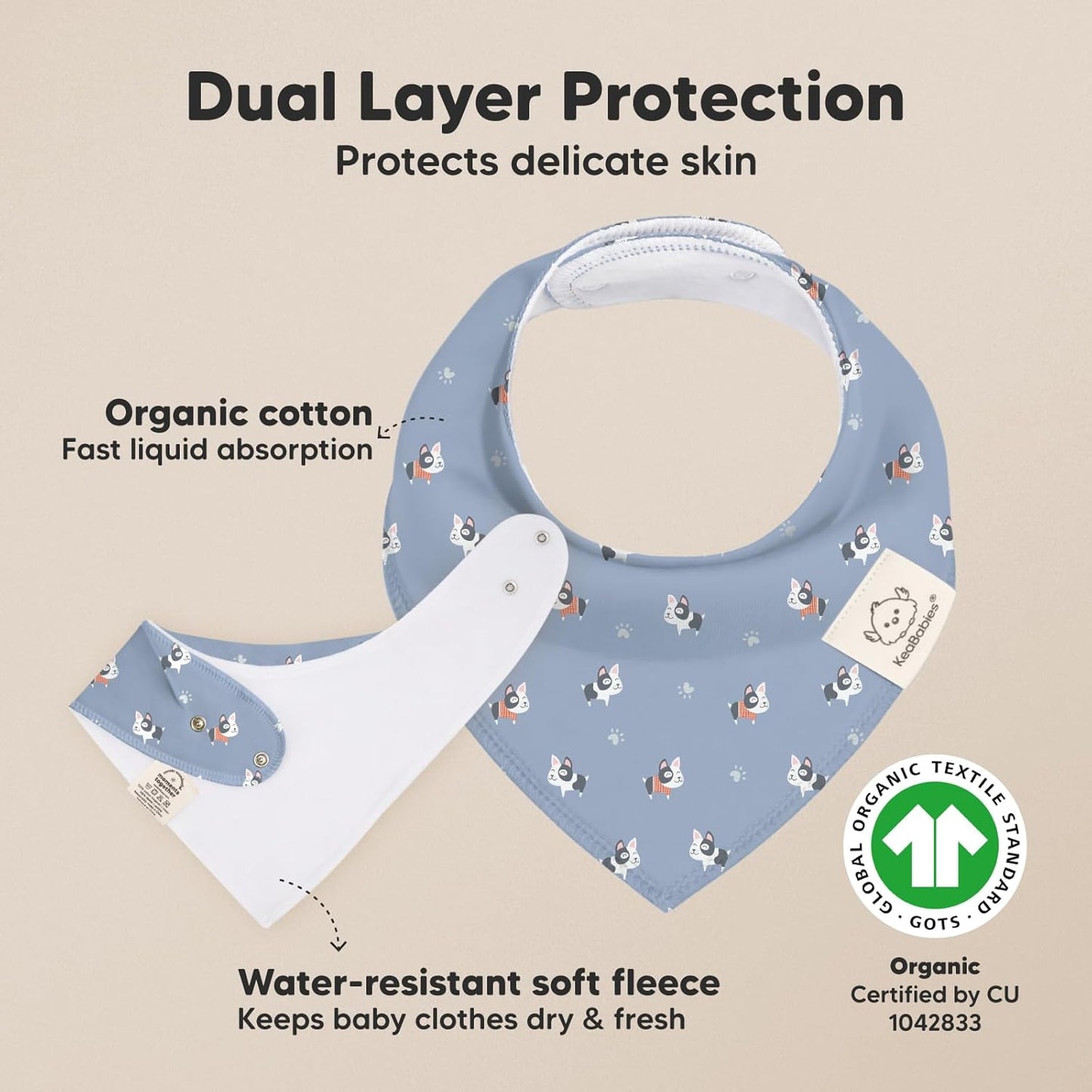 8-Pack Organic Baby Bandana Bibs for Boys, Girls - Super Absorbent Triangle Baby Bibs for Drooling and Teething Infant, Dog Bandanas, 100% Cotton Extra Soft, Newborn, Infant 0-36 Months (Pets & Paws)