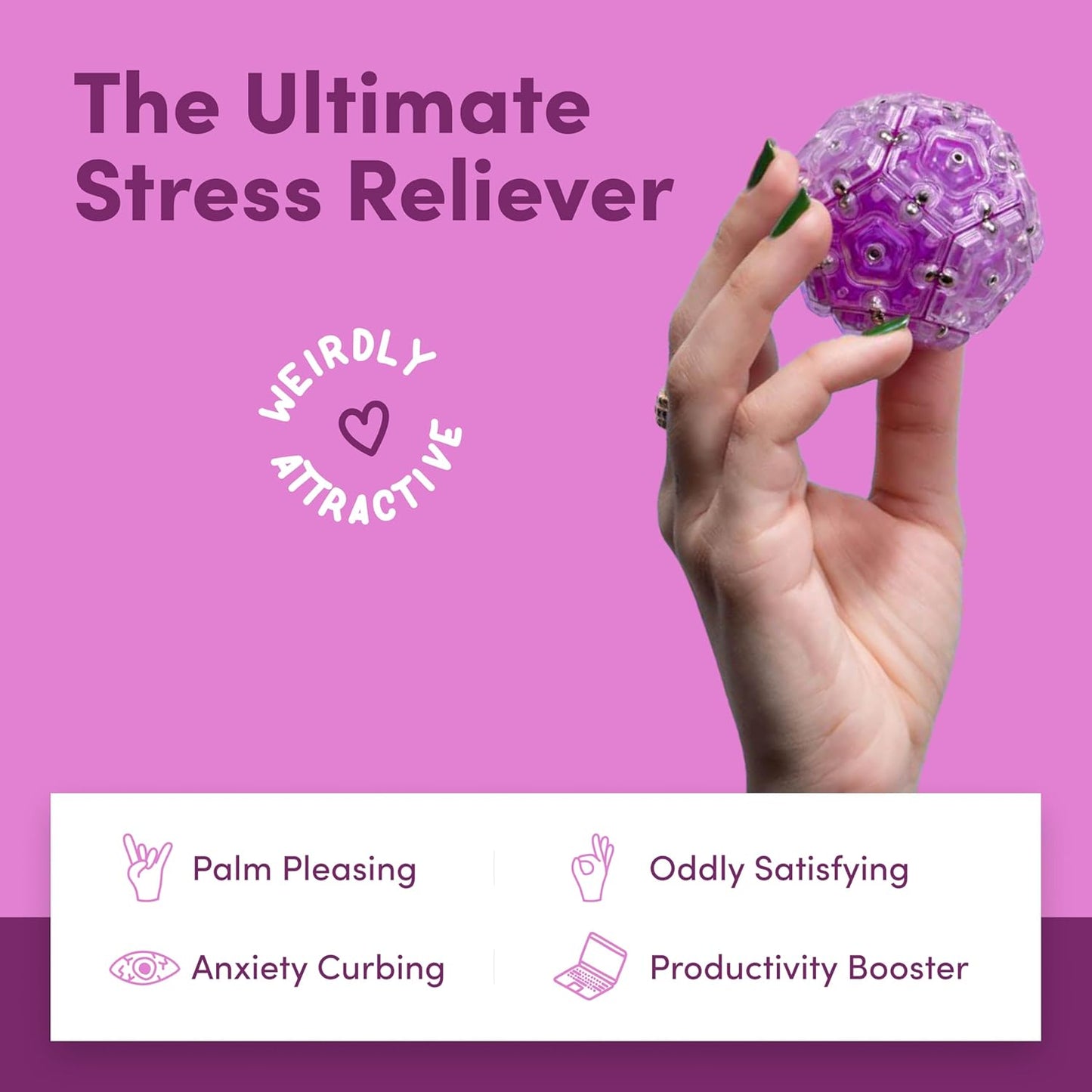 Speks Geode Sphere Magnetic Fidget Toy for Adults | Quiet Adult Sensory Toy for Stress Relief & Anxiety, Office Desk Toy & Top Gadget Gift Idea | Quartz, 12-Piece Set