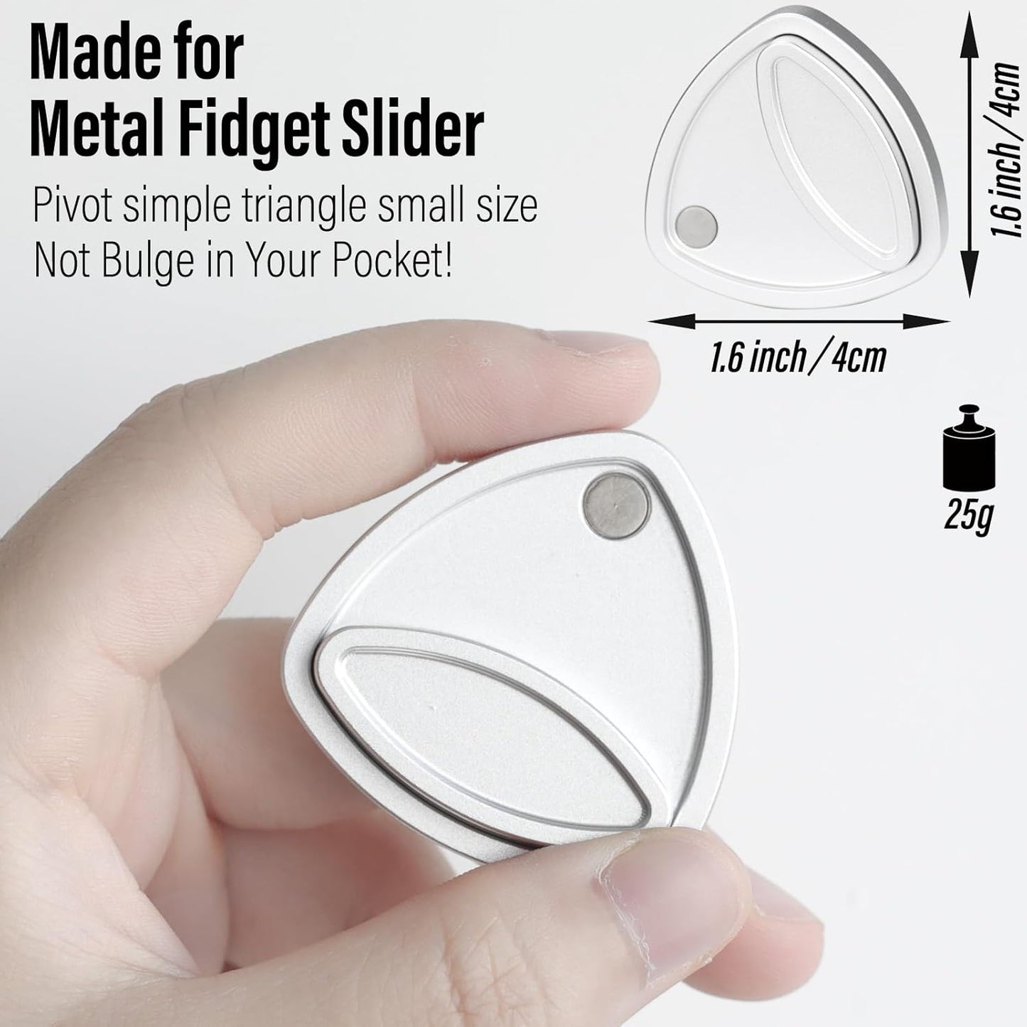 FREELOVE Pivot Magnetic Fidget Slider, Metal Worry Coin Haptic Clicker for Adults, Triangle Rotation Kinetic Toy Mechanical Sound EDC, Autism Sensory ADHD Anxiety Focus Meditation (Aluminum Silver)