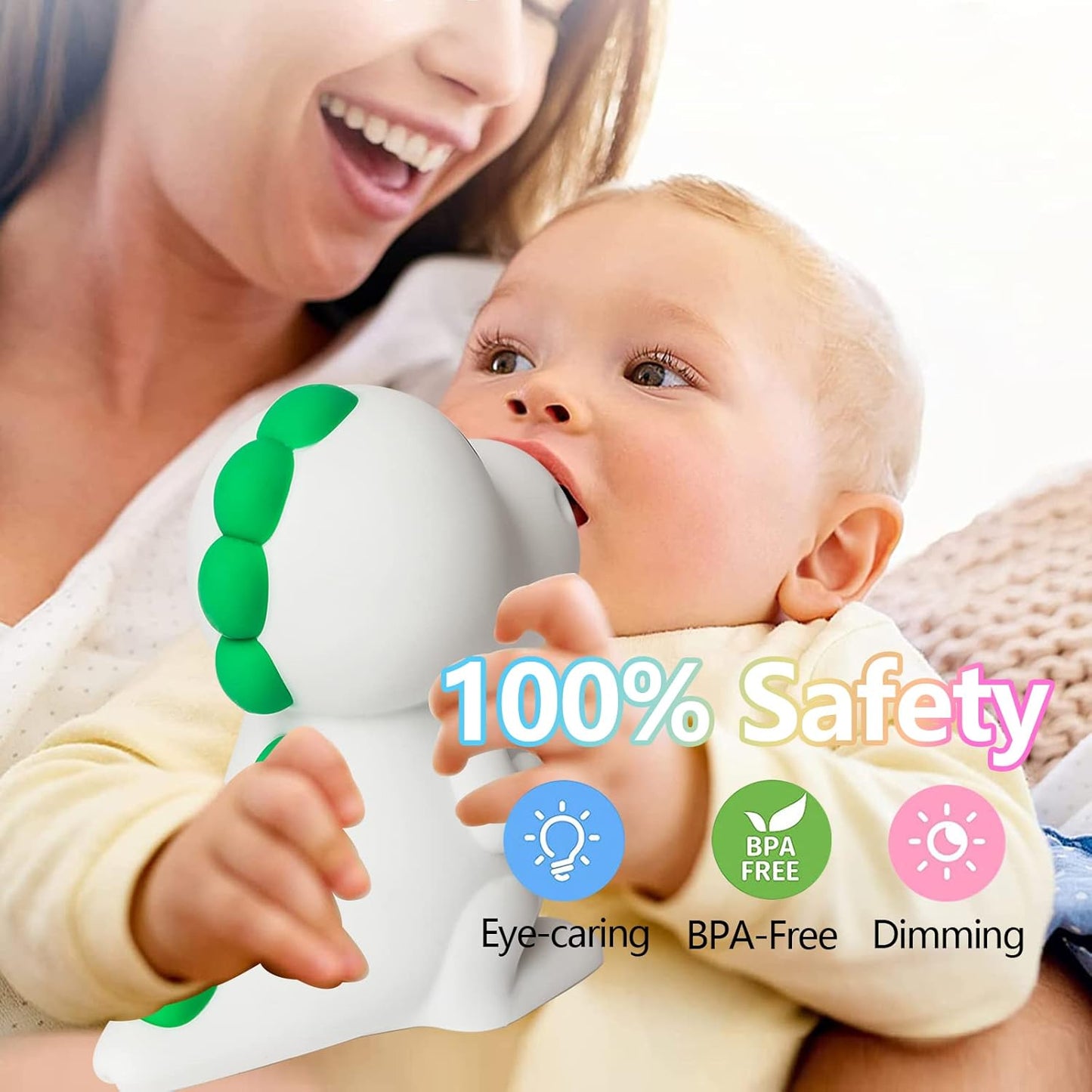 QANYI Dinosaur Night Light for Kids, Cute Color Changing Dinosaur Room Decor Lamp for Boys, Silicone Nursery Baby Night Light for Toddler's Room, Cute Dinosaur Gifts for Kids Boy