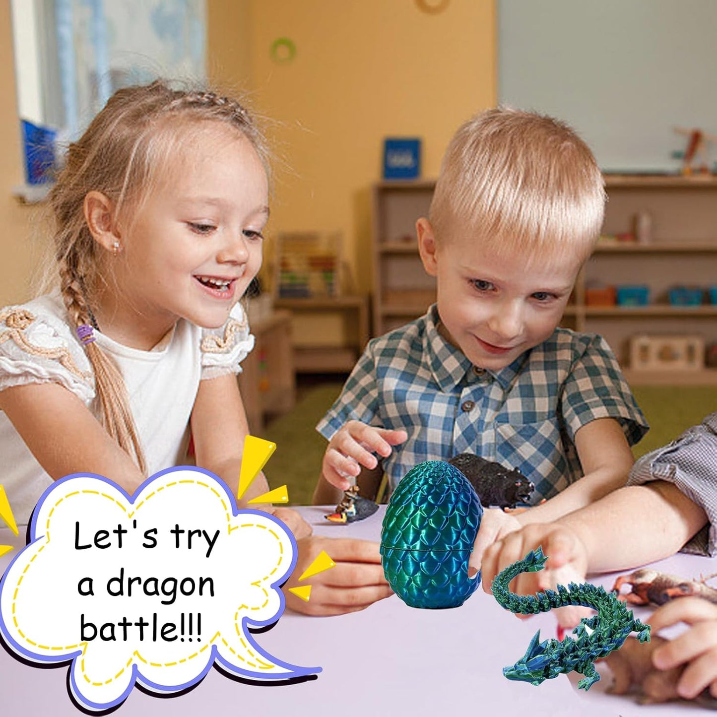 Cessfle 3D Printed Dragon in Egg, Crystal Dragon Eggs with Dragon Inside, Full Articulated Dragon Eggs 3D Dragon Toys, Mystery Dragon Egg for House of Dragon, 3D Printed Animals Fidget Toys