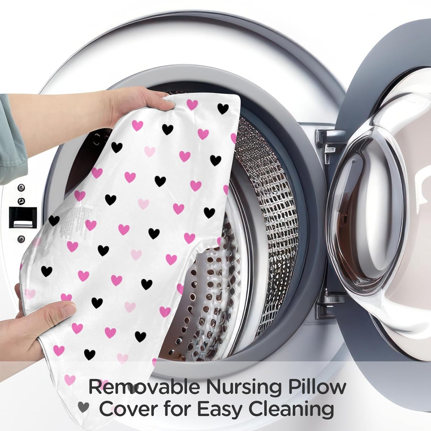 Nursing Pillow, Breast Feeding Pillows for Mom, Rose Red Hearts Soft Cover with Breathable Filling, Feeding Support Pillow for 0-12 Months, Multifunctional Support Cushion for Travel (Sweet Hearts)