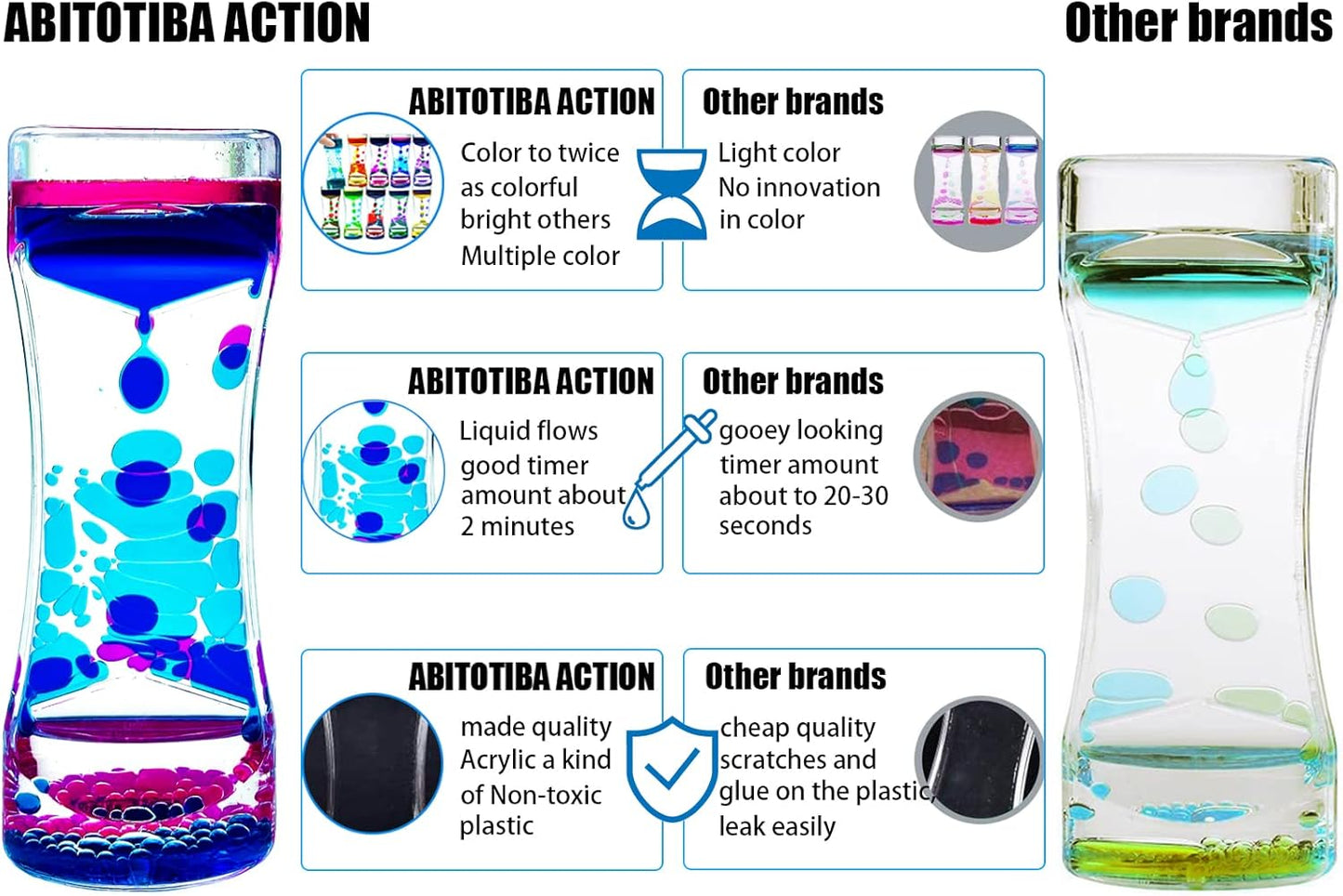 Liquid Motion Bubbler for Kids and Adults Pack of 10 Great Rainbow Series Liquid Bubbler Timer Sensory Fidget Relaxation Stress Relief and Anxiety Relief Relaxing Autism