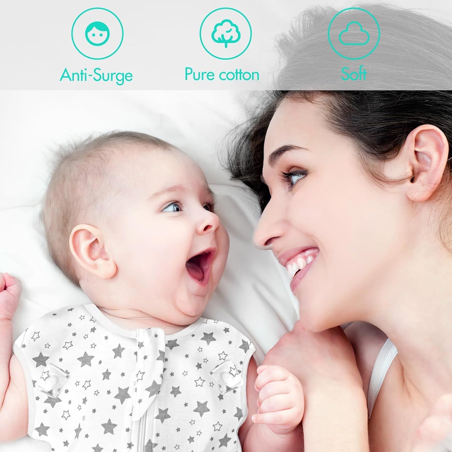 Baby Swaddle 3-6 Months - Arms Up Transitional Swaddles, Transition Swaddle Sack with Removable Cuffs & 2-Way Zipper, Gray Stars Design, Breathable Cotton Newborn Sleep Sacks