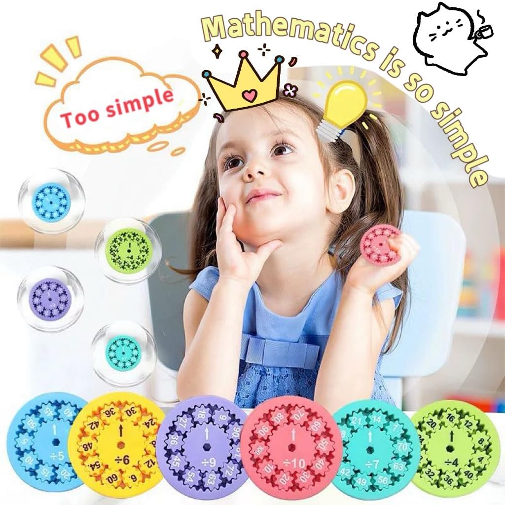 Math Fidget Spinner, Numbers Addition&Subtraction, Multiplication&Division Fidget Spinner, Fidget Learning Game Toy ,Math Game for Learning & Education Toys (9Pcs(Multiplication & Division))