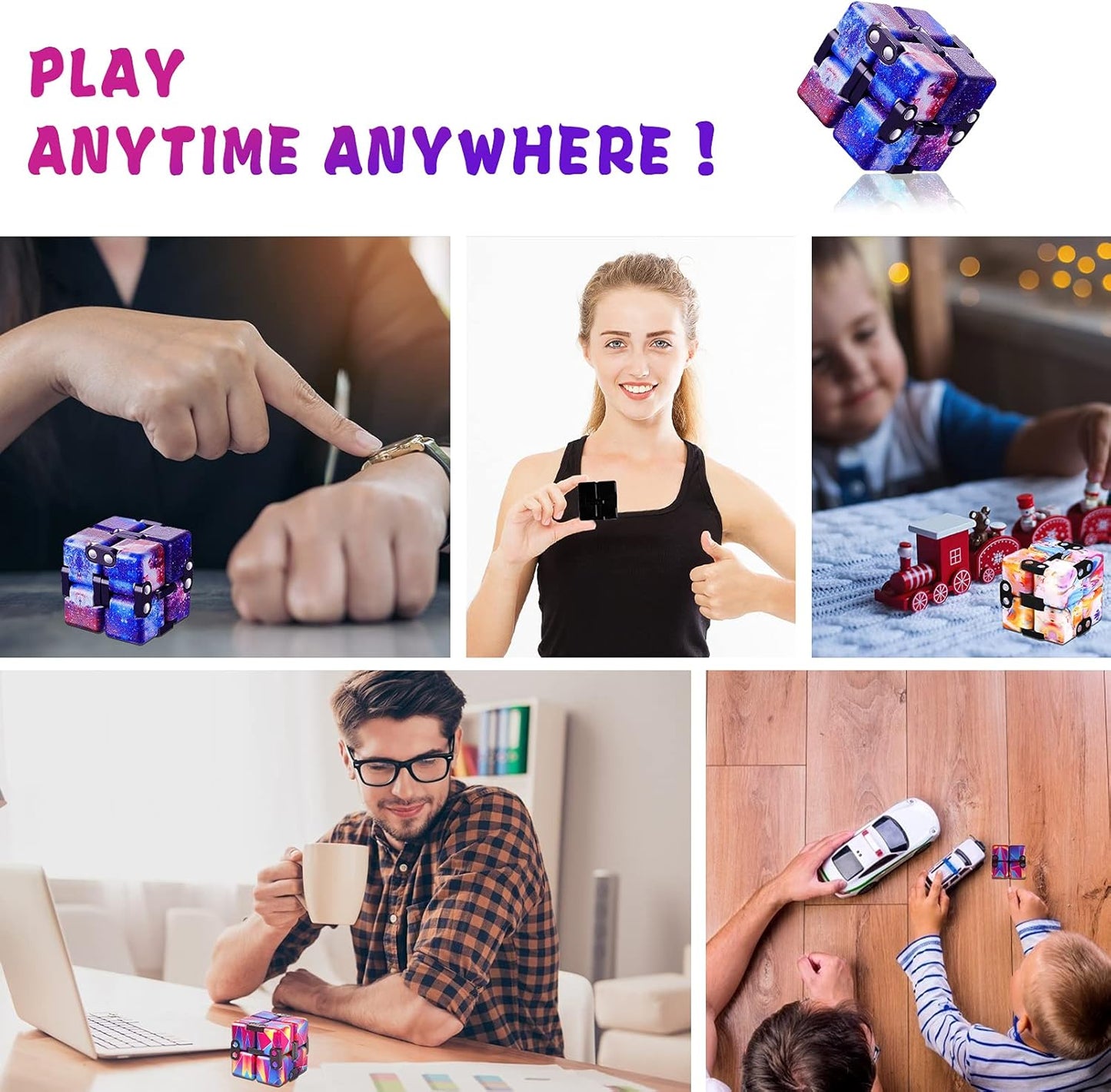 4 Packs Infinity Cube Toy Stress Relieving Game for Kids and Adults,Cute Mini Unique Gadget Anxiety Relief Kill Time Magic Puzzle Flip ADD, ADHD, Killing