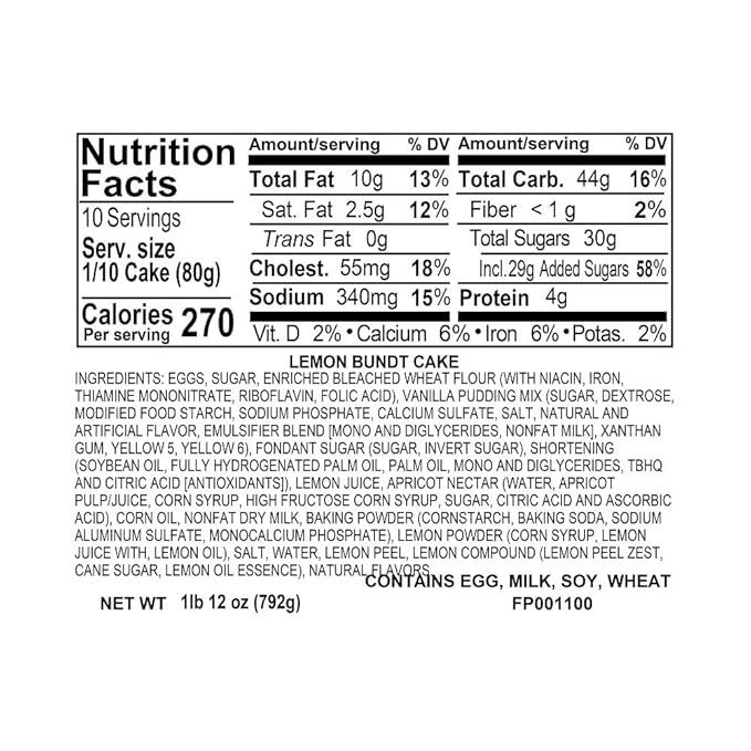 Cheryl's Cookies® Miss Grace Lemon Cake in Tin, Handmade with Freshly Squeezed Lemons, Lemon Glazed, Kosher, For Any Occasion, Birthday, Anniversaries, Congratulations, 12 Servings