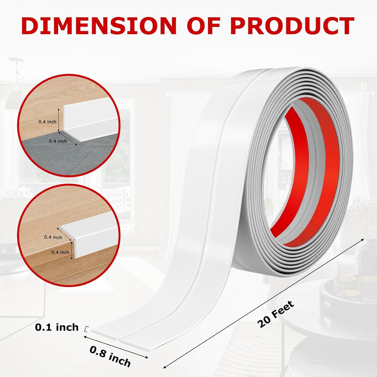 Flexible Wall Corner Protector Moulding Trim Peel and Stick Wall Corner Guards Edge Protector Self Adhesive Molding Trim Strip for Edge Ceiling (White, 0.8 in x 20 Ft)