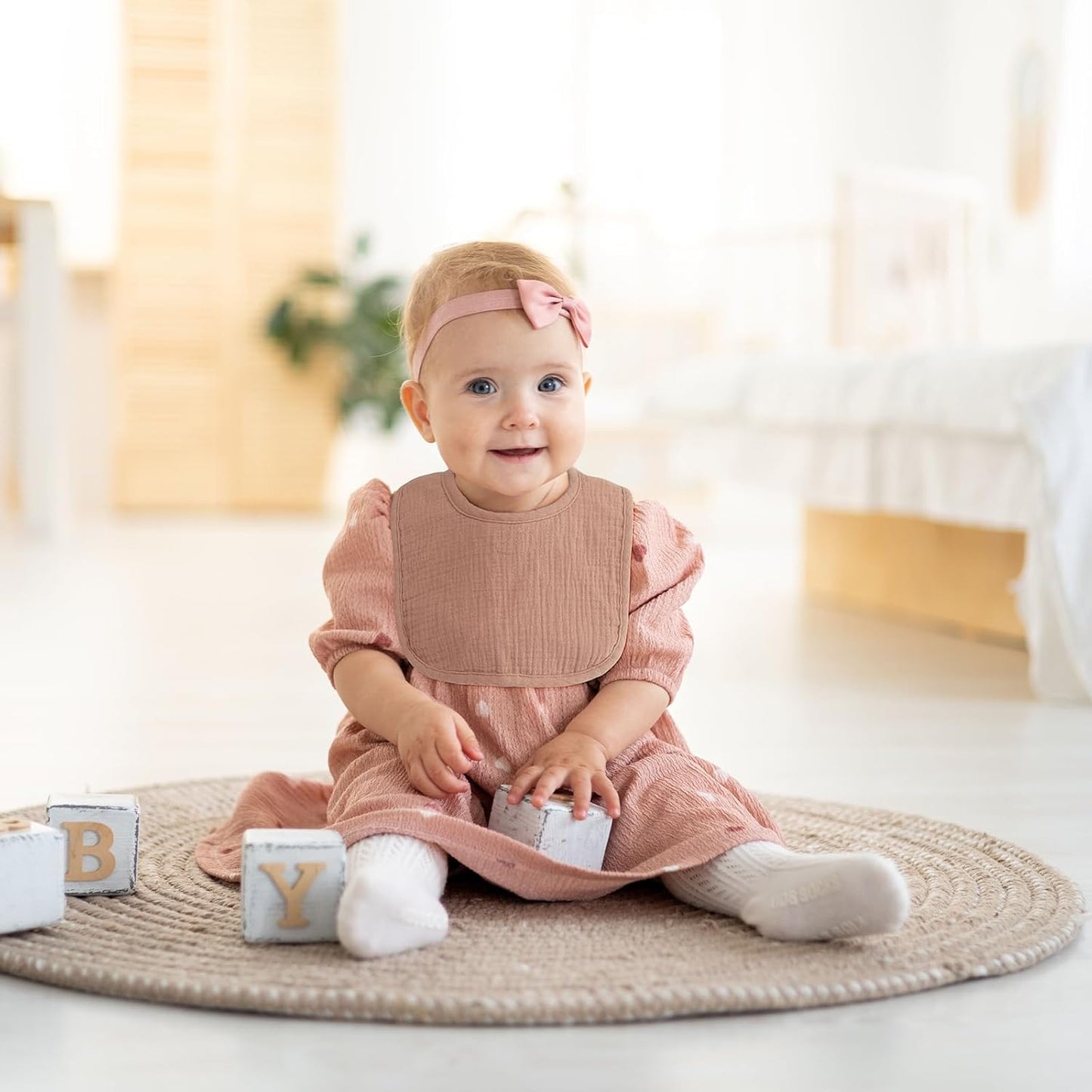 6-Pack Muslin Baby Bibs for Unisex Boys Girls, Cotton Baby Drool Bibs, Drooling and Teething Bibs for Infant