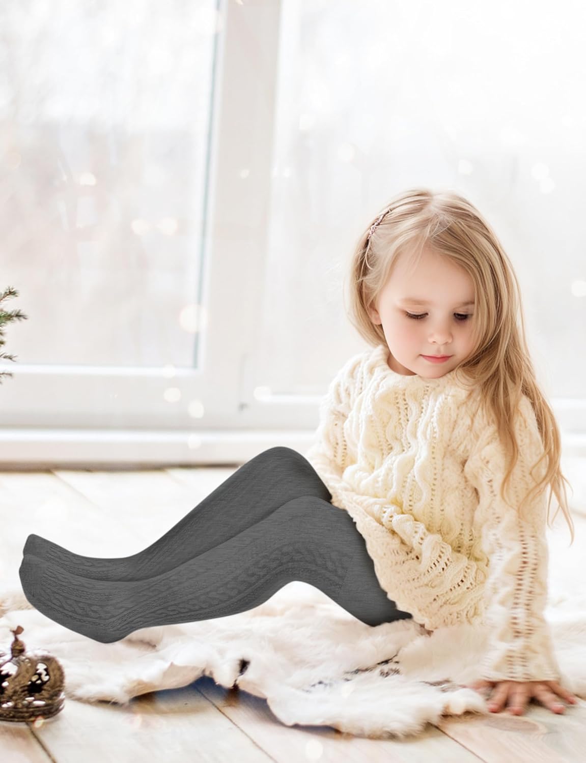 Baby Girls Tights Cable Knit Toddler Leggings Winter Solid Cotton Tights School Stockings 2 Pack 2T-12 Years