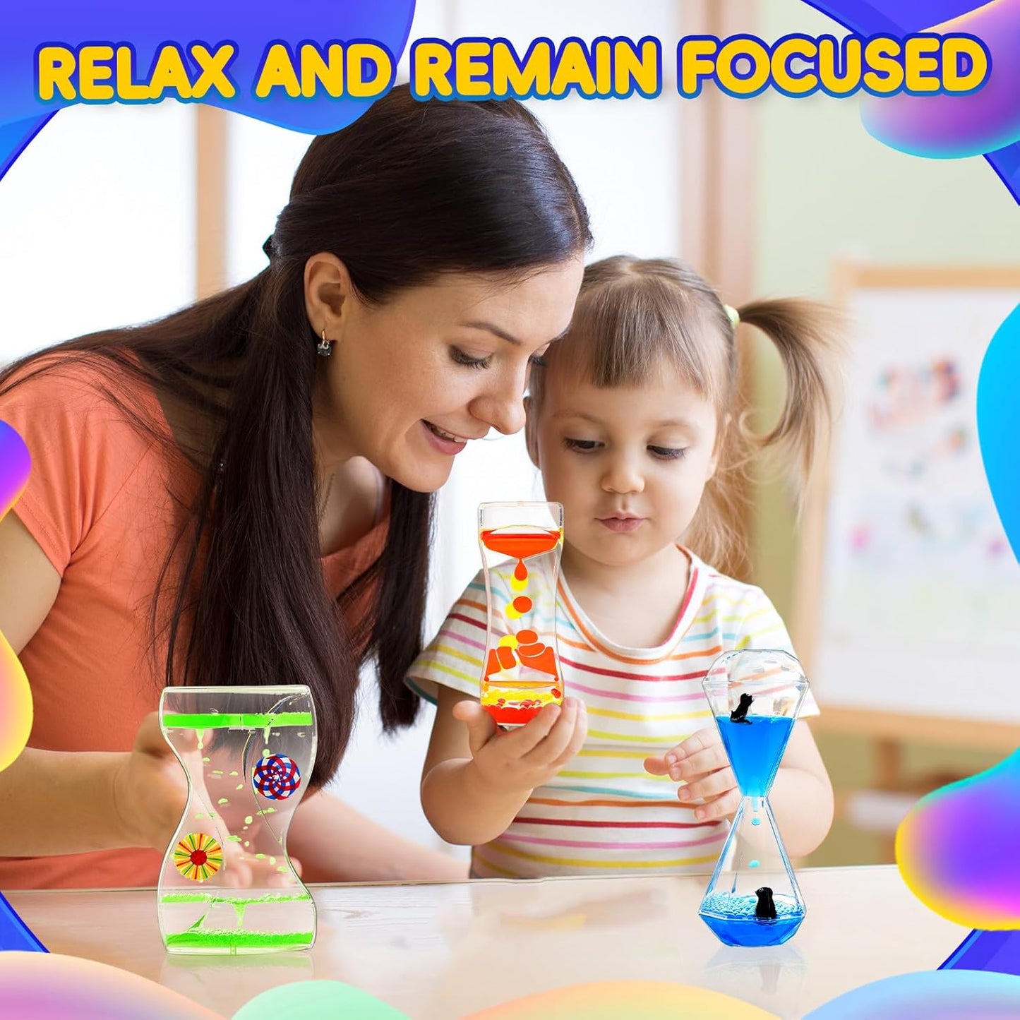 3 Types Liquid Motion Bubbler Liquid Timers for Kids Sensory Fidget Toys Small Calming Toys Autism Toy