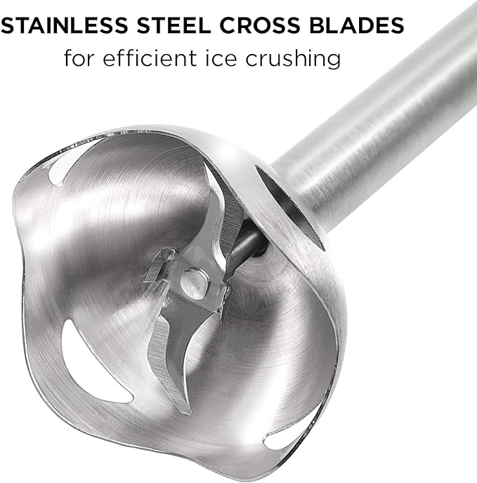 Chefman Immersion Stick Hand Blender Powerful Electric Ice Crushing 2-Speed Control Handheld Food Mixer, Purees, Smoothies, Shakes, Sauces and Soups, Black