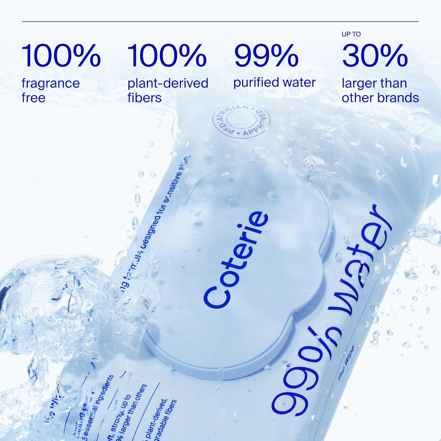 Coterie Baby Wipes + Diapers Kit, Size Newborn Diapers (186 Count) & 12 Pack (672 Count) Baby Wipes with 99% Water, Plant Based Materials, Hypoallergenic for Sensitive Skin