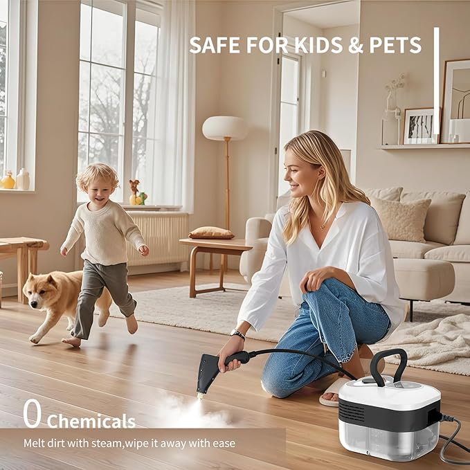 Kuvictewl Handheld Steam Cleaner for Home & Car, Multi-Steam Settings with 15s Fast Heat-Up, 250°F Deep Cleaning for Kitchen/Bathroom/Floors (Model-2025)