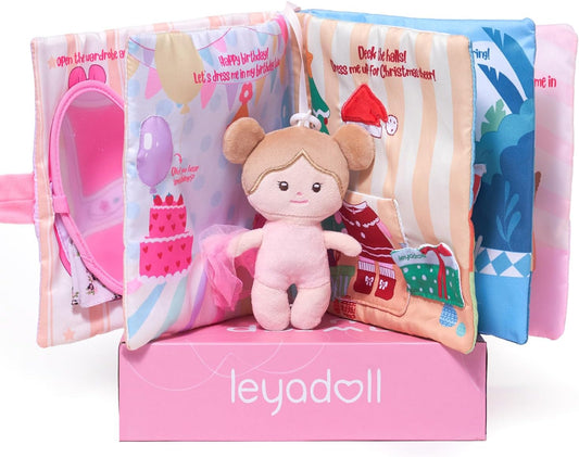 Interactive Sensory Soft Cloth Book, Educational Crinkle Quiet Activity Busy Book for Babies,Toddler Travel Toy Gift for 1-3 Year Old Boys and Girls (Dress Me Right)