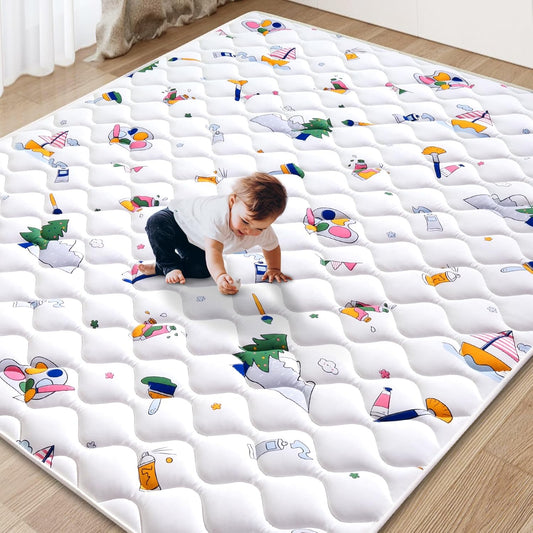 Vibe Bear Baby Play Mat - 71" X 59", Premium Thicker Foam One-Piece Crawling Mat, Extra Large Anti-Slip Activity Playmat for Babies, Toddlers & Infants