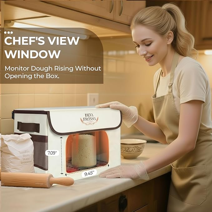 Foldable Bread Proofing Box‌ - 36L Large Dough Proofer with 3-Sided Heating, 24H Timer+Temp Control(50-113℉) with Front Window & Metal Rack for Sourdough, Yogurt & Bread Baking