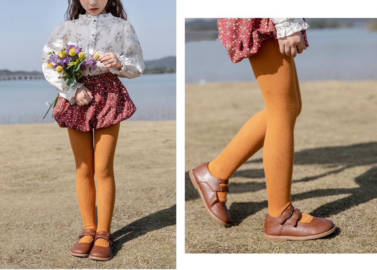 CHUNG Toddler Little Girls Cotton Tights Footed Thick Winter Cable Knit Legging Pantyhose Stocking