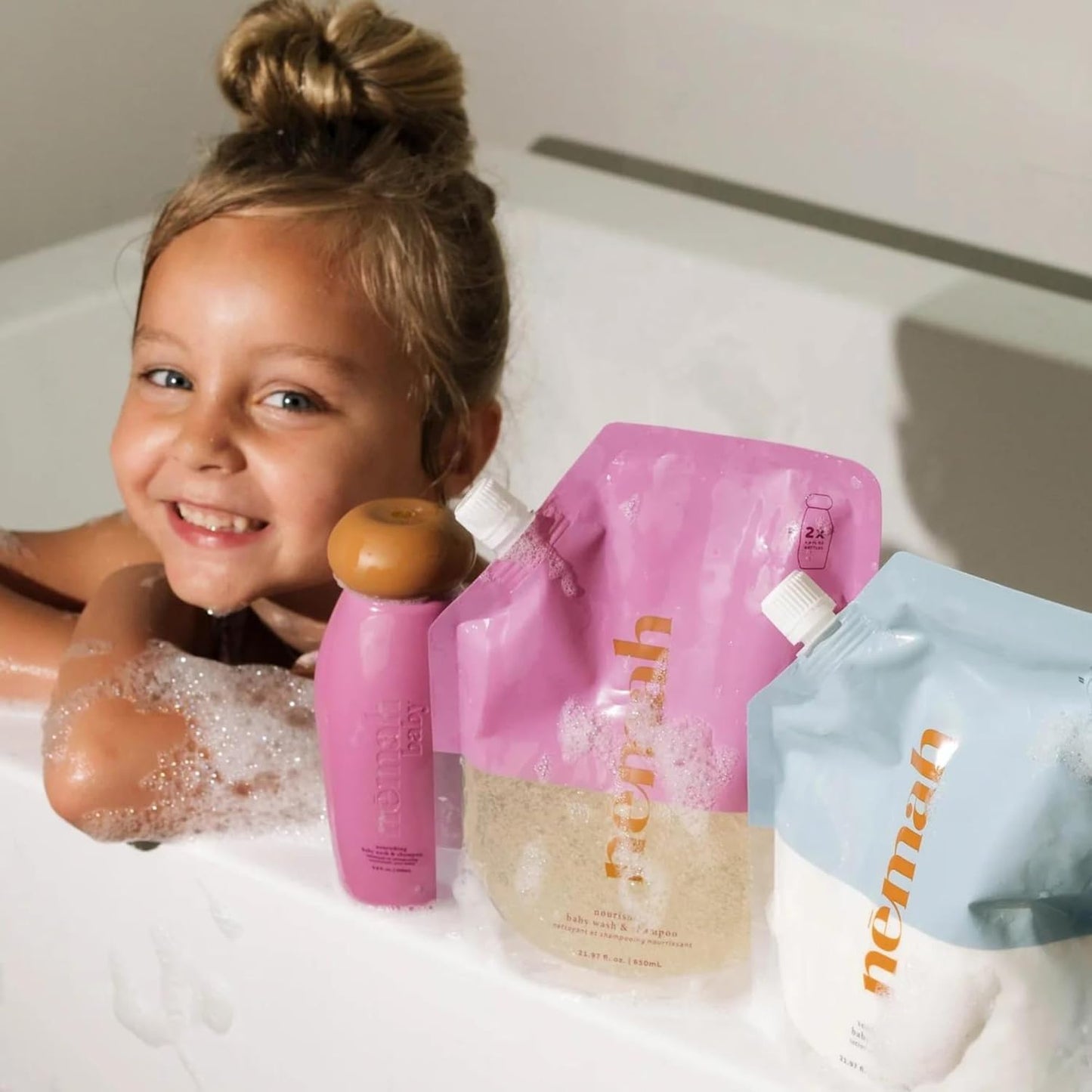 Nemah - 2-in-1 Baby Soap and Shampoo Refill - Tear-Free Baby Body Wash and Shampoo with Actismart Chamomile, Jojoba Oil, & Activera Aloe - Vegan & Cruelty-Free - 21.97 fl. oz.