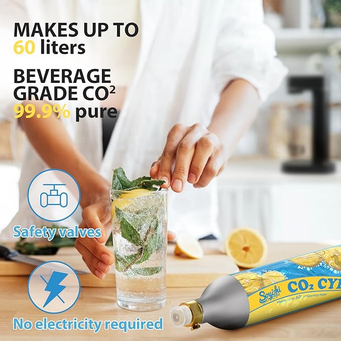 60L Co2 Cartridges Cylinder Compatible with All 'Screw-In' Soda Streaming Maker Co2 tanks 14.5oz Threaded CO2 Cartridge canister Sparkling Water Carbonates Set of 2