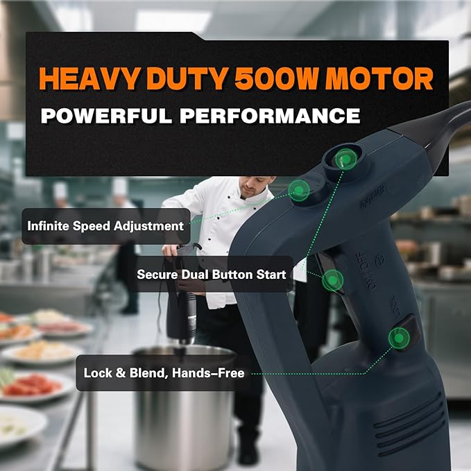 Commercial Immersion Blender, 500W Heavy Huty Hand Blender, With 20 Inch Detachable Shaft, 48 Gallons Capacity, Professional Industrial Grade Commercial Hand Mixer.