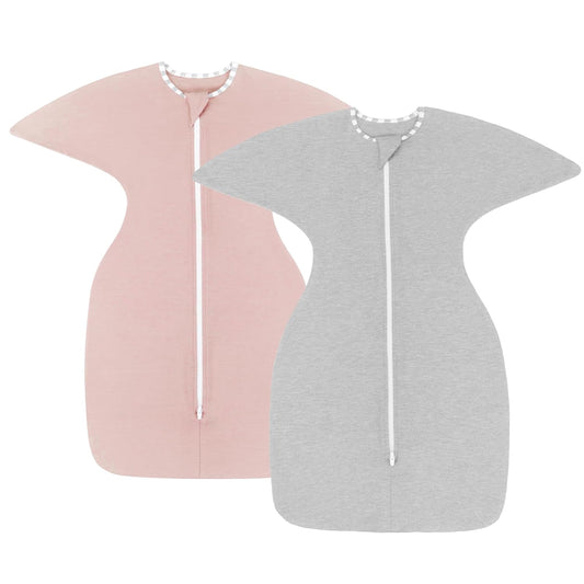 PuppyPaws Baby Sleep Sack 2-Pack Set, Transitional Swaddle, Sleep Sack 6-9 Months, Wearable Blanket Baby with 2-Way Zipper Summer, 95% Rayon derived from Bamboo, 5% Spandex