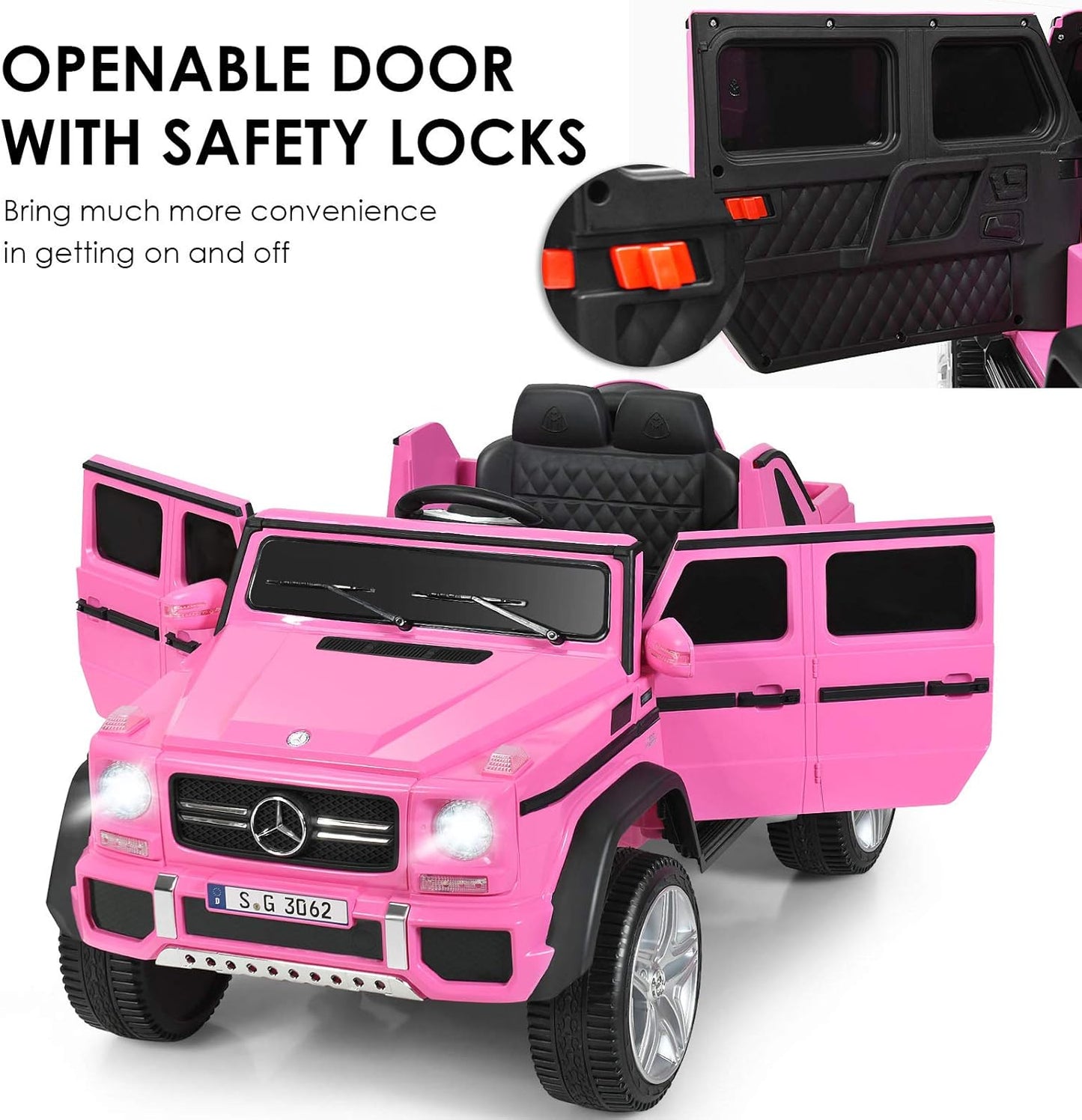 Costzon Ride on Car, Licensed Mercedes-Benz Maybach, 12V Battery Powered Vehicle Toy w/ 2 Motors, Remote Control, 3 Speeds, Lights, Horn, Music, Aux, Storage, Truck, Electric Car for Kids (Pink)
