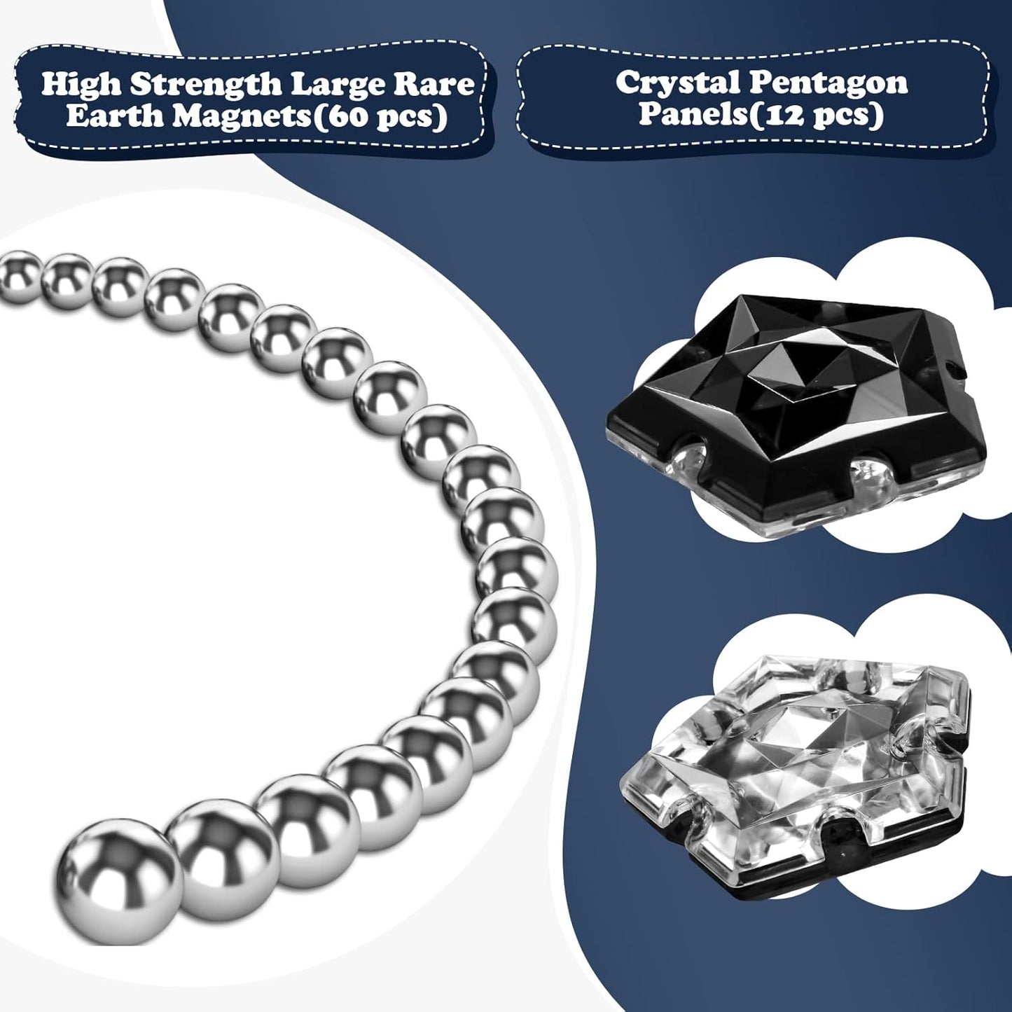 Magnetic Fidget Sphere Stress Relief Toys for Adults Kids, Anxiety Sensory Fidget Toys with Strong Neodymium Magnets, Desk ADHD Focus Tool Gift for Men Women (2.67'' Travel-Safe Toy Ball)