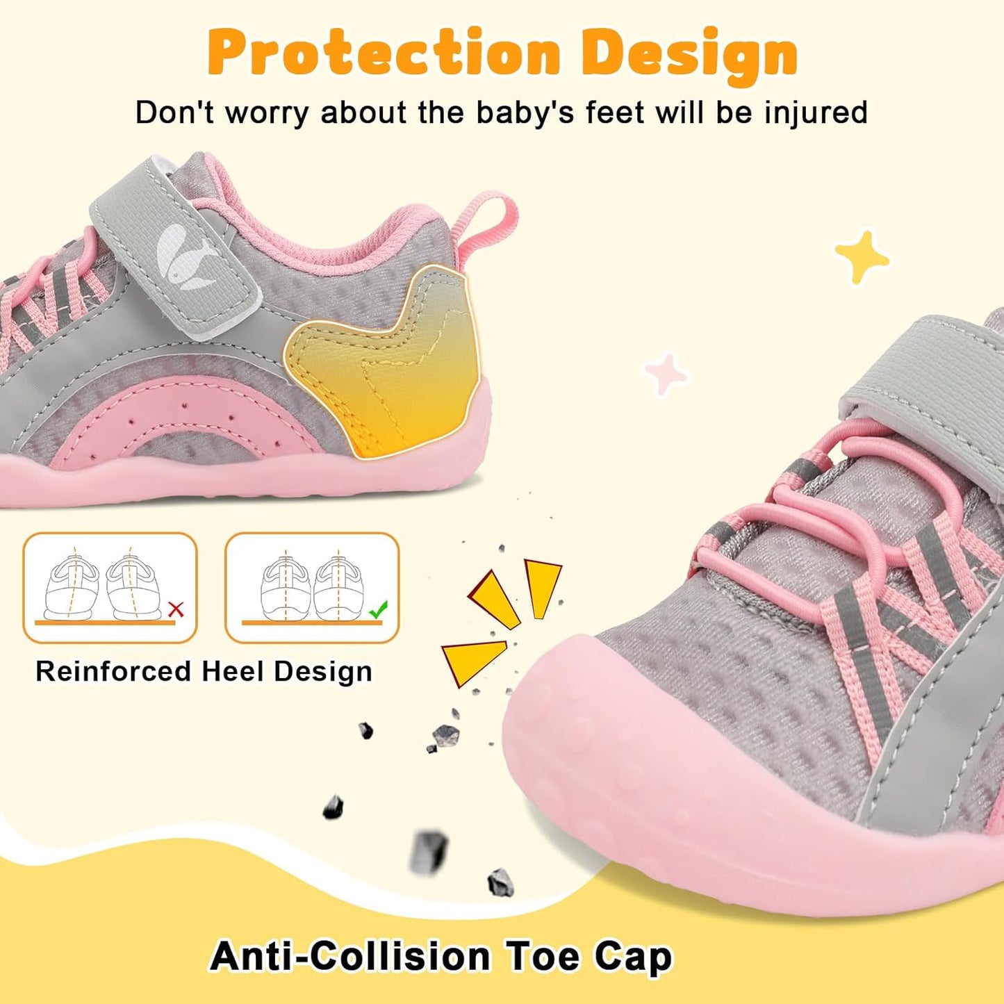 FEETCITY Wide Baby Shoes Boys Girls Baby Barefoot Shoes Breathable Infant Walking Shoe Crib Sock Shoe Toddler Sneakers Flexible