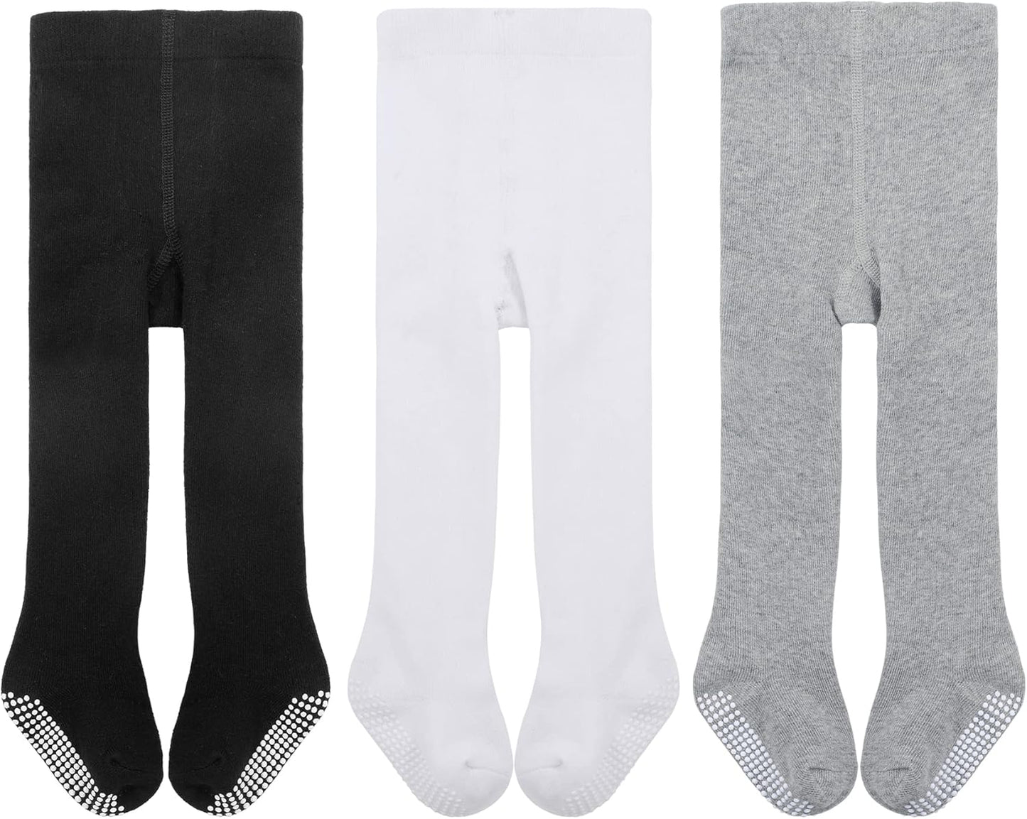 Zando Baby Girls Tights Cozy Cotton Infant Non Slip Grip Leggings Toddler Solid Knit Pantyhose Warm Newborn Stockings