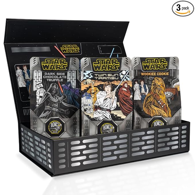 Bones Coffee Company Star Wars Collector's Box Flavored Coffee, Low Acid Medium Roast Arabica Beans Coffee Gifts, Star Wars Inspired, For Auto Drip and French Press,12 oz Pack of 3 Ground