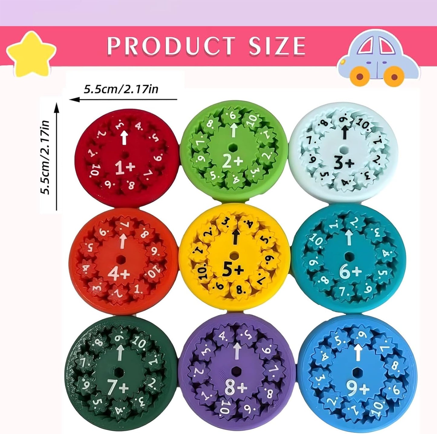 Math Fidget Spinners,Educational Math Fact Fidget Spinners - Learn Division & Multiplication - Perfect for Stimmers & Fidgeters (18pcs)