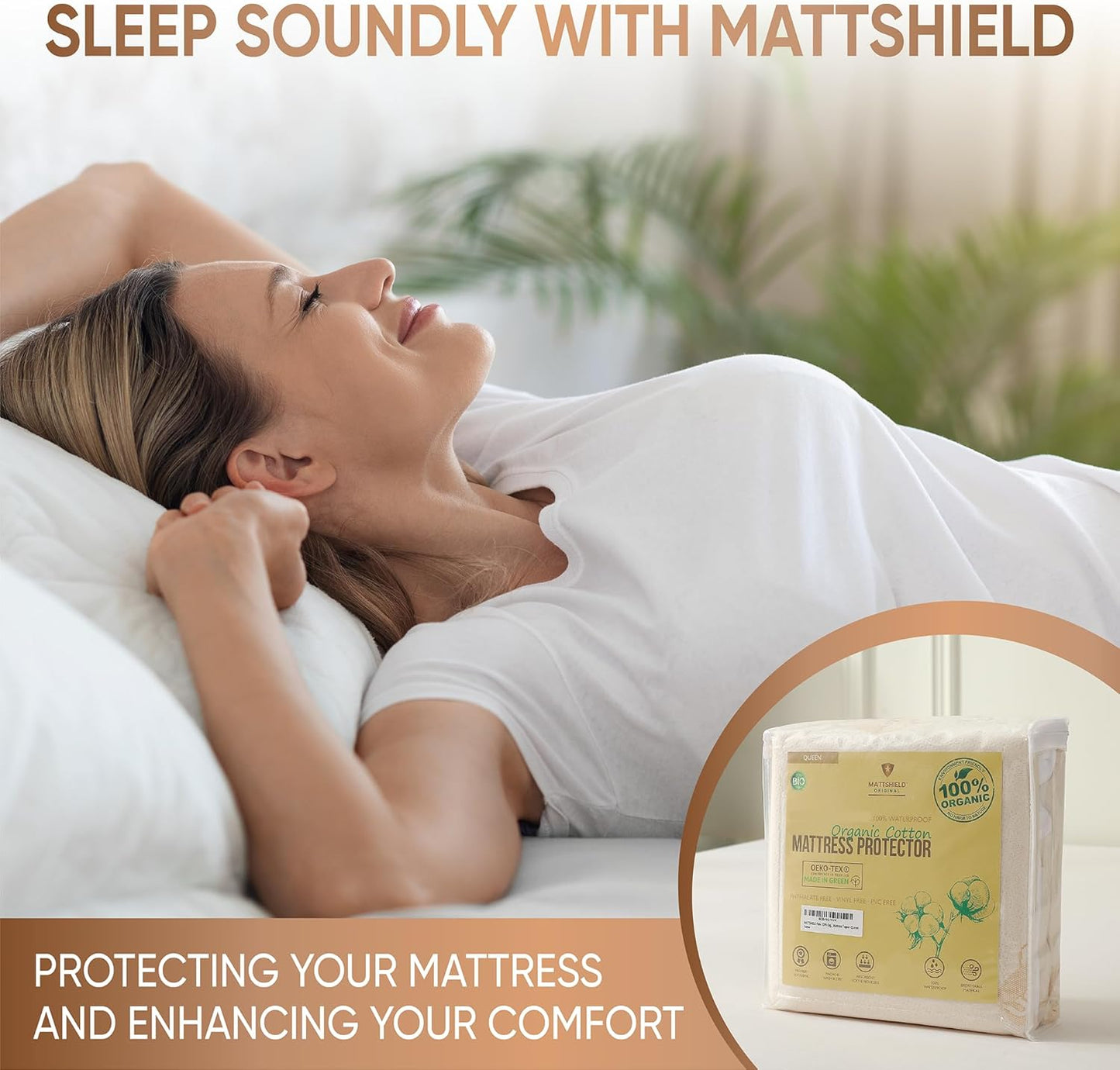 Waterproof Organic Mattress Protector Full - Organic Cotton Breathable Mattress Pad Cover - 200 GSM Comfort - Deep Pocket - Fitted Comfort